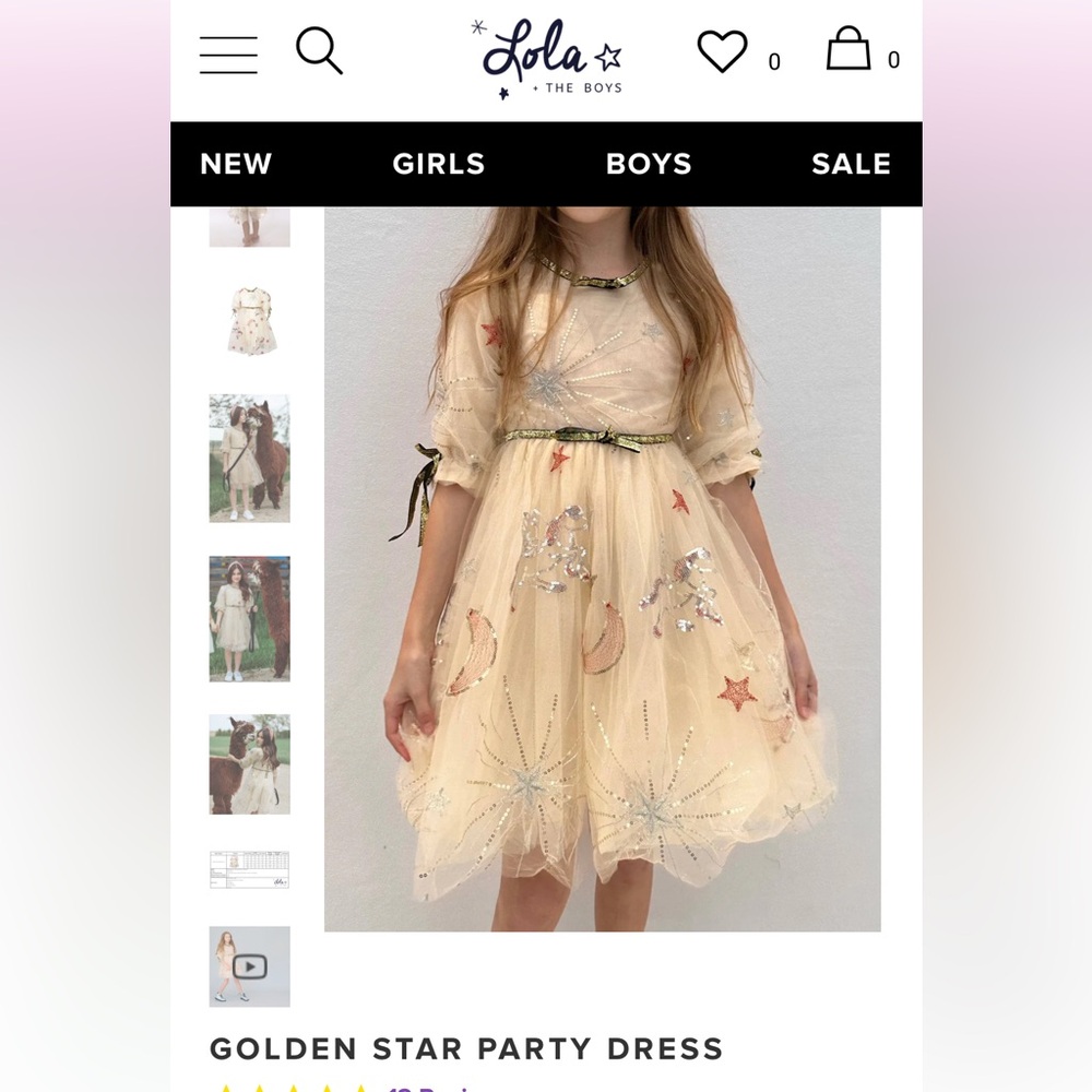Lola + the boys golden star party dress